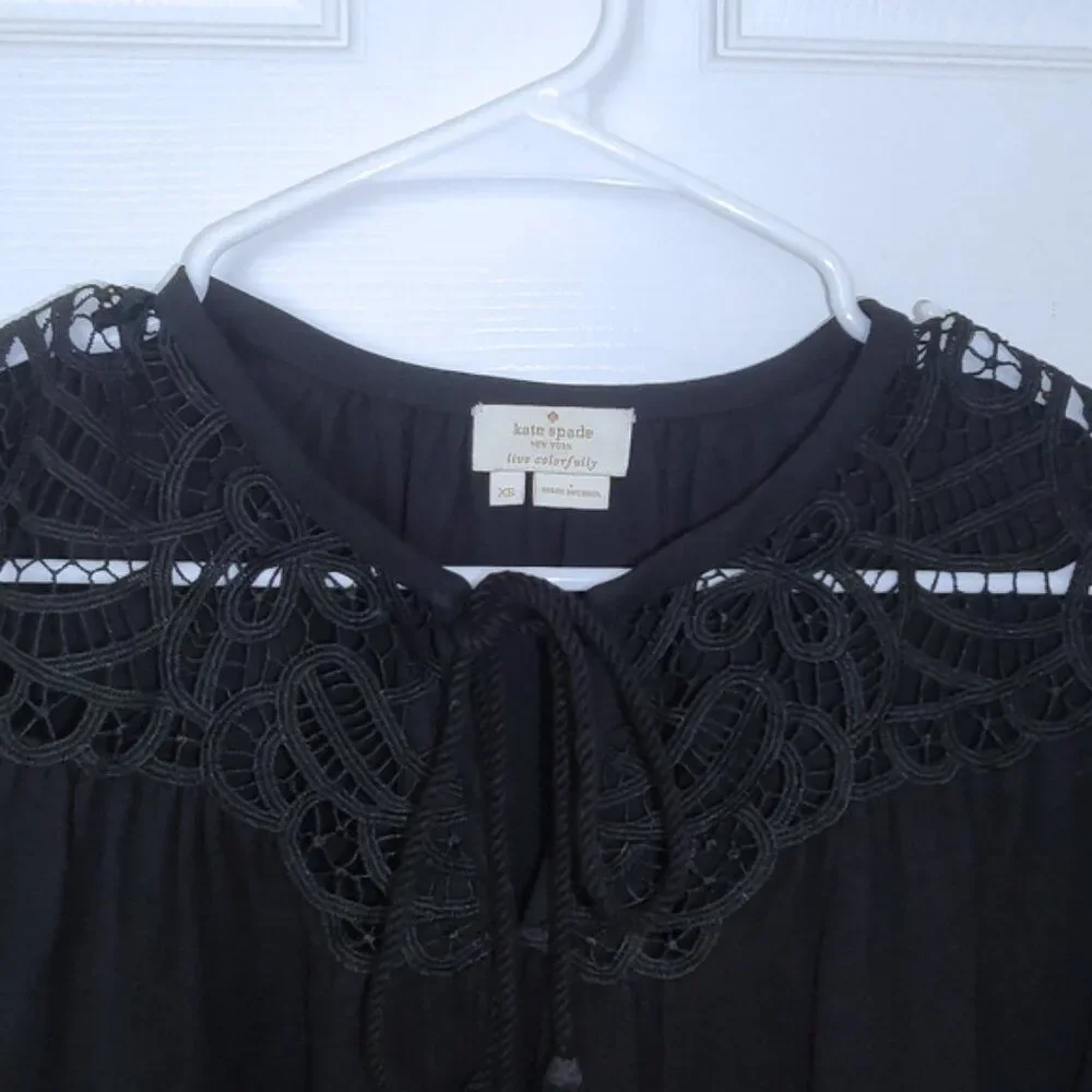kate spade lace silk sheer blouse XS EUC - Picture 4 of 9